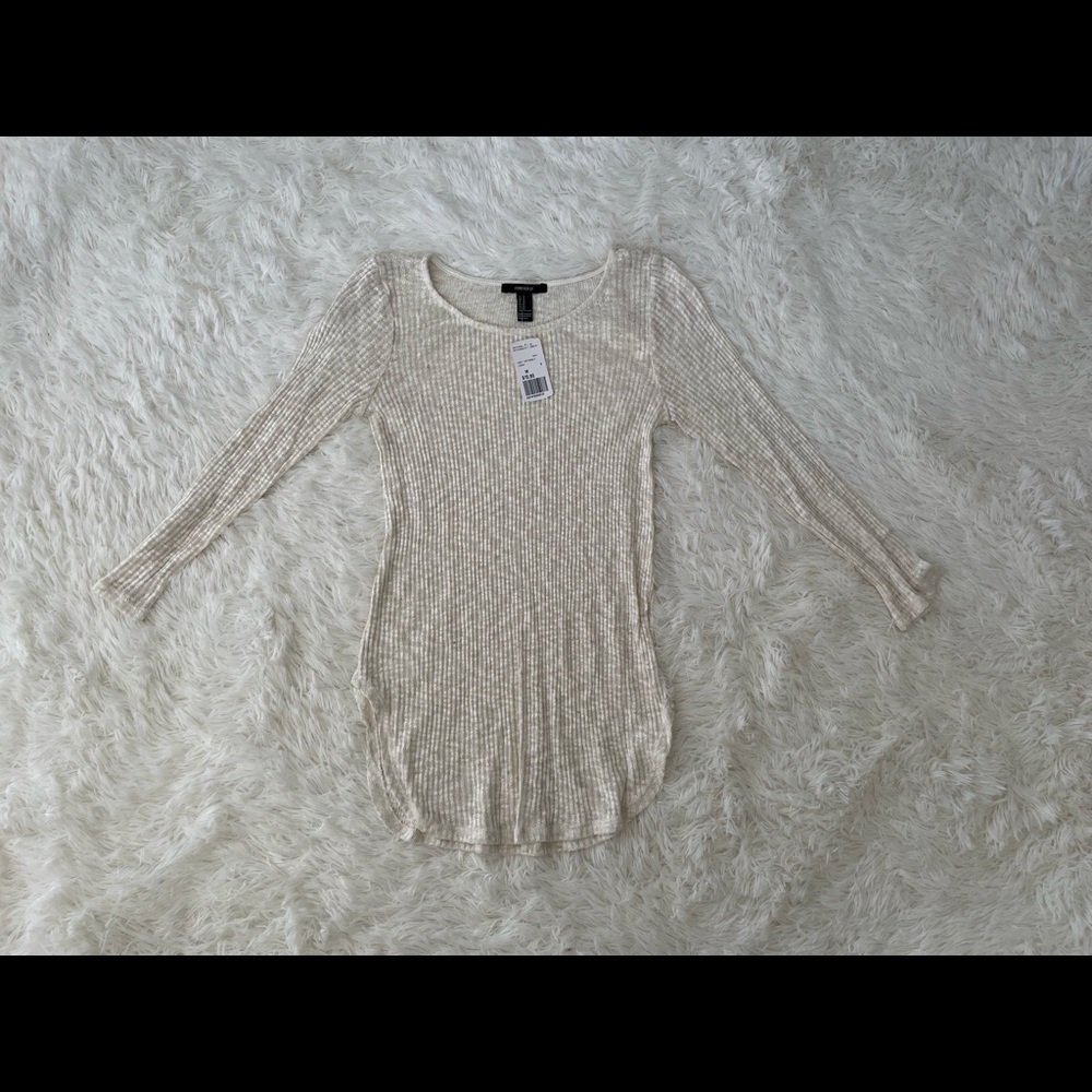 Cream white long sleeve light weight sweater